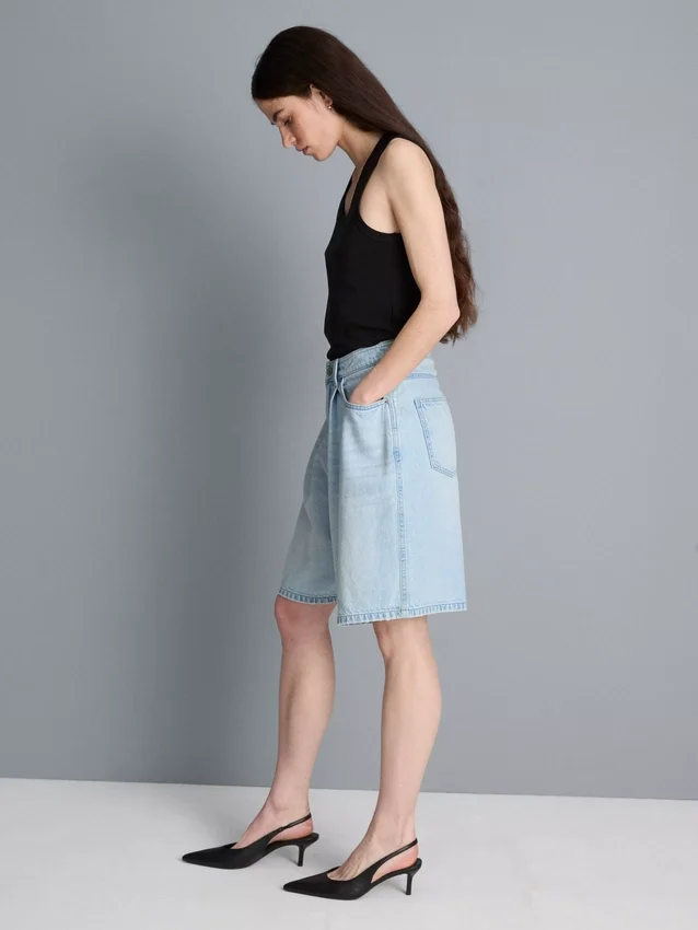 Bermudashorts i bomuldsdenim