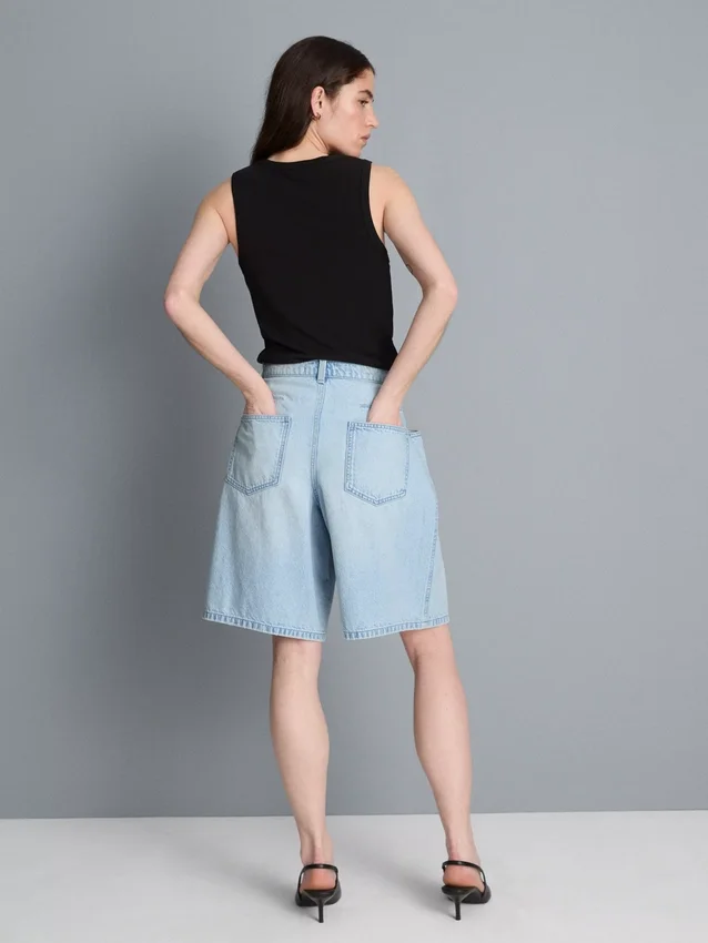 Bermudashorts i bomuldsdenim