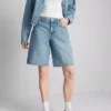 Bermudashorts i denim med rå kant