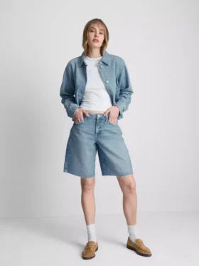 Bermudashorts i denim med rå kant