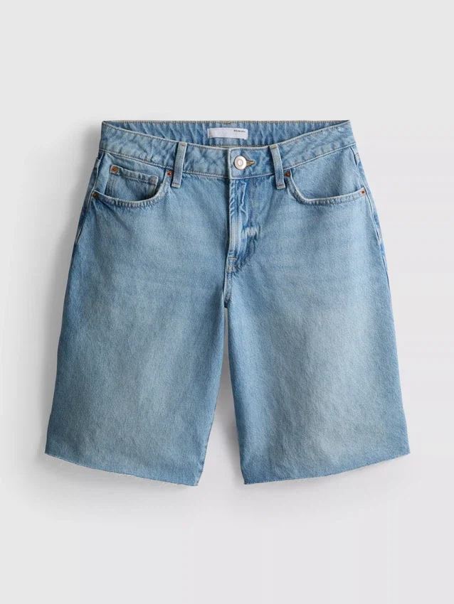 Bermudashorts i denim med rå kant