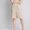 Bermudashorts i plisseret linneblanding