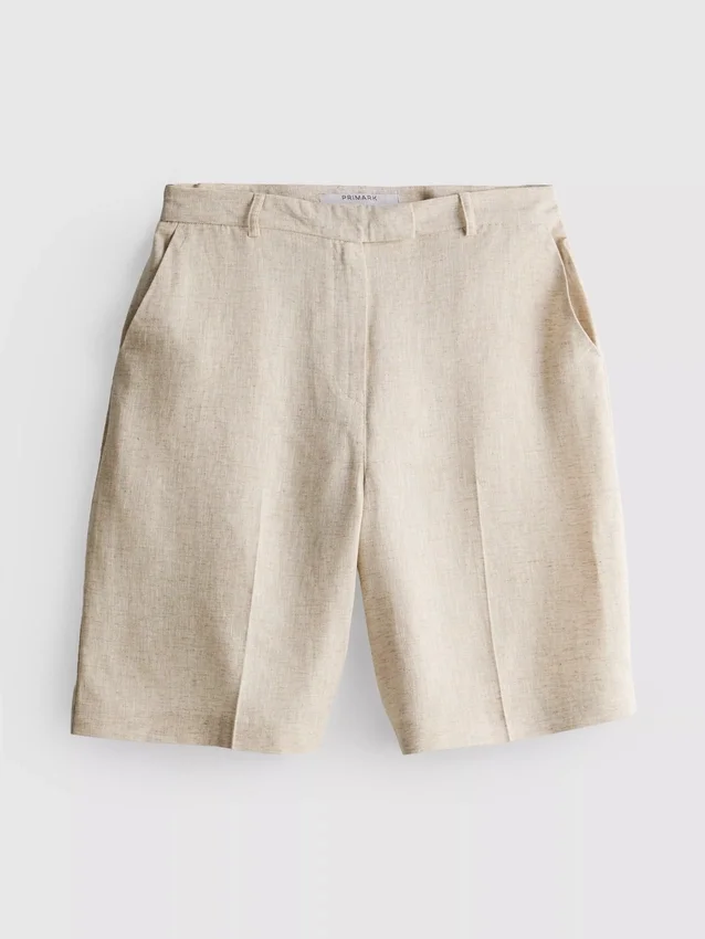 Bermudashorts i plisseret linneblanding