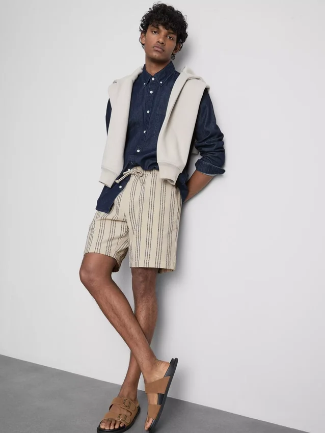 Bermudashorts med strukturerede striber