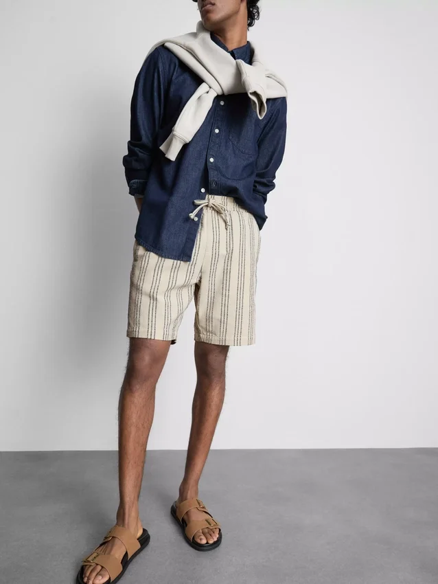 Bermudashorts med strukturerede striber