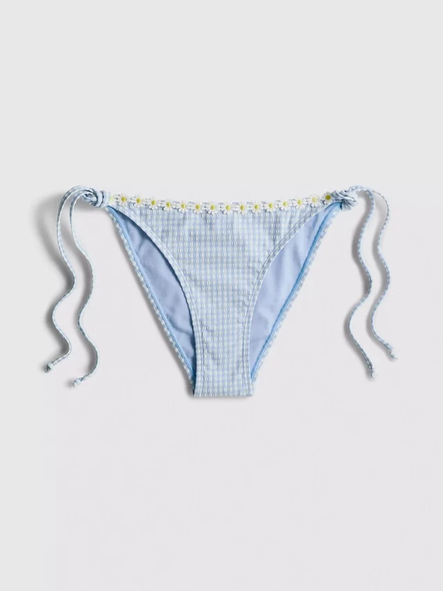 Bikinibukser i gingham med daisy-kant
