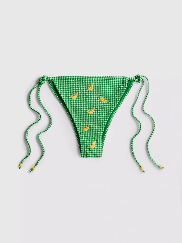 Bikinibund i gingham med bånd i siden