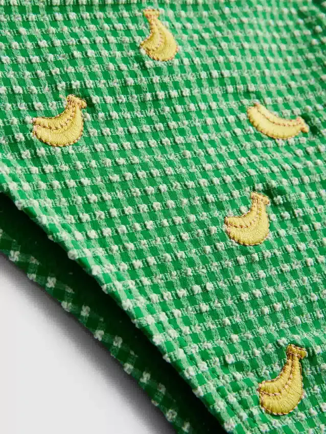 Bikinibund i gingham med bånd i siden