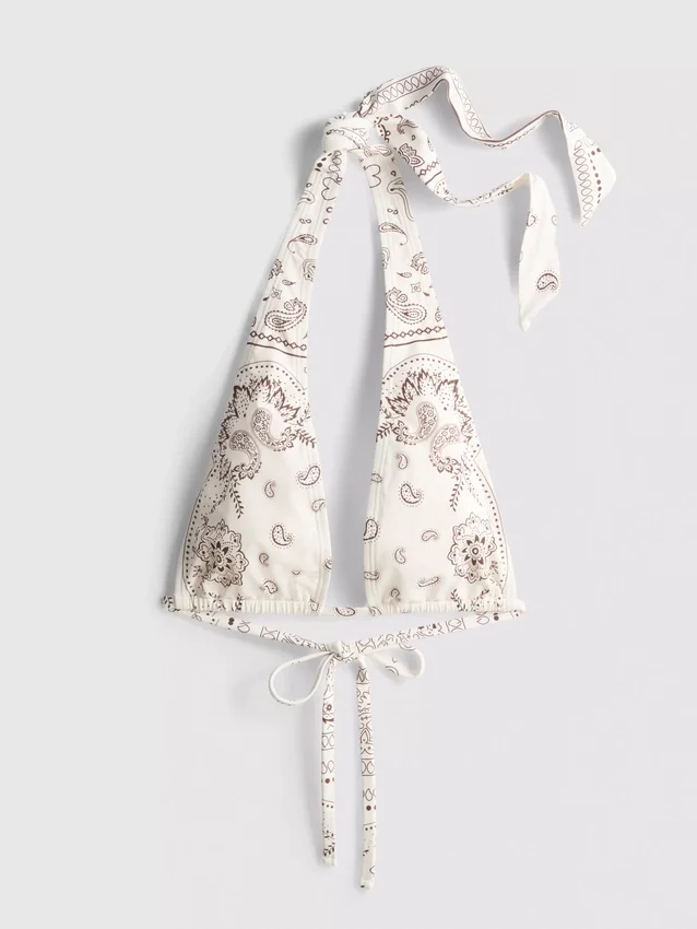 Bikinitop med halterneck og bandana-print