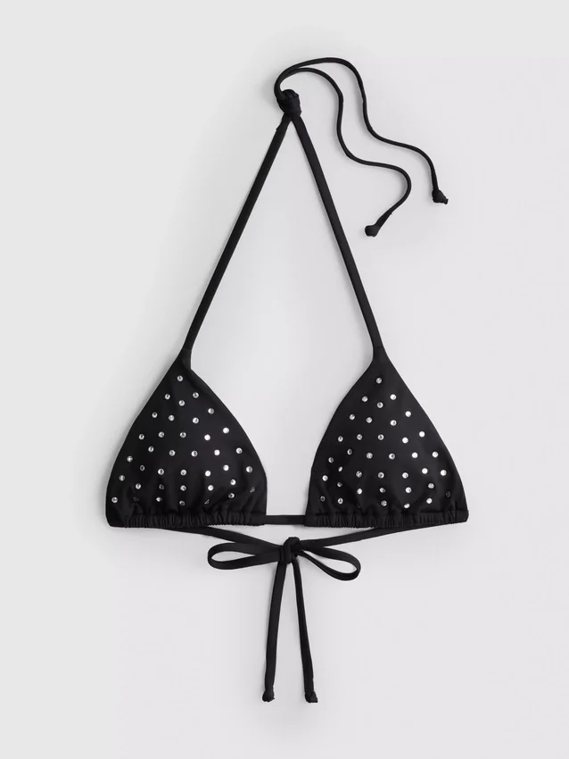 Bikinitop med trekantformet strass-dekoration