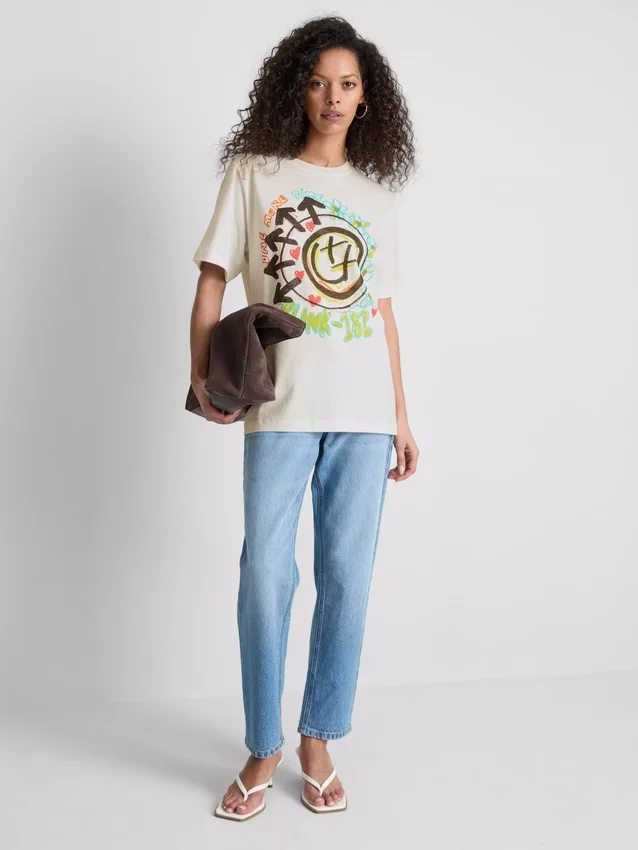 Blink 182 bomulds-T-shirt med afslappet logo