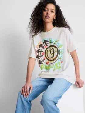 Blink 182 bomulds-T-shirt med afslappet logo