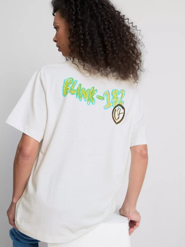 Blink 182 bomulds-T-shirt med afslappet logo