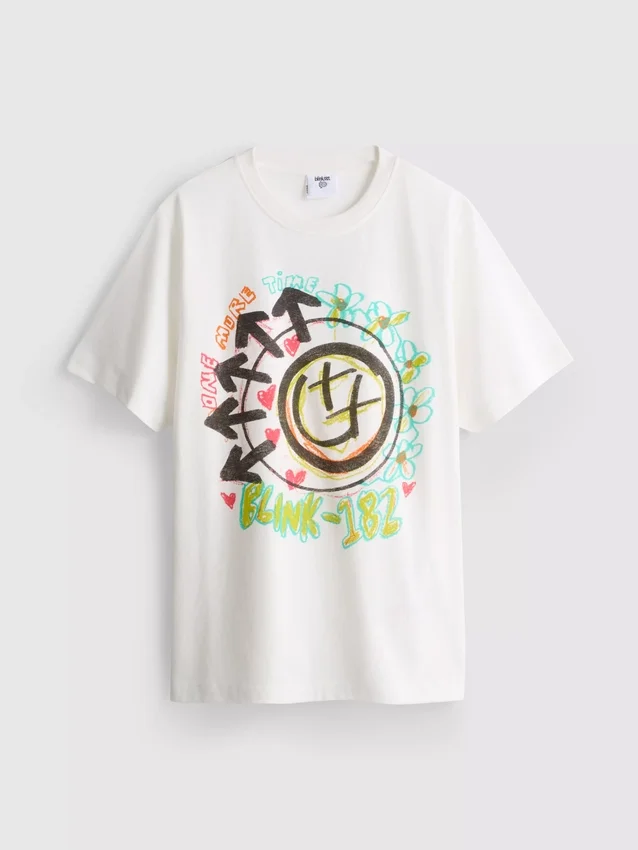 Blink 182 bomulds-T-shirt med afslappet logo