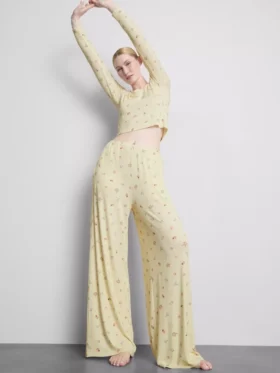 Blomstrede pyjamasbukser med ribkant