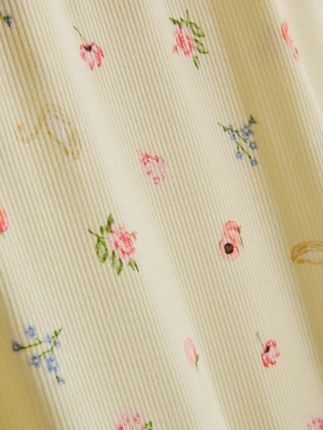 Blomstrede pyjamasbukser med ribkant