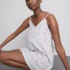 Blomstret bomulds-dobby-chemise