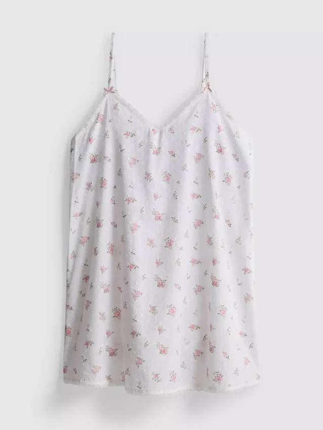 Blomstret bomulds-dobby-chemise