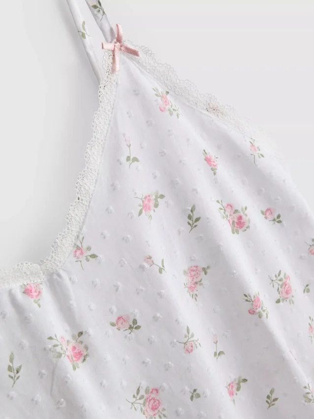 Blomstret bomulds-dobby-chemise