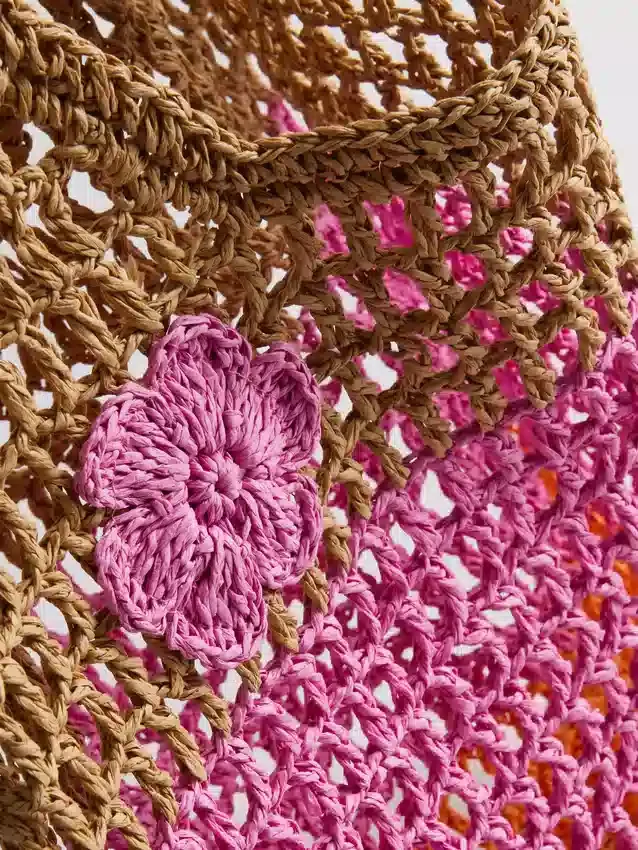 Blomstret strå-indkøbspose