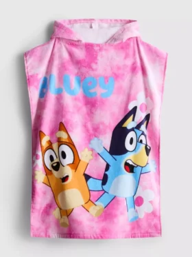 Bluey-poncho med hætte i frotté