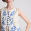 Bluse i bomuld med blomsterbroderi