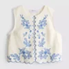 Bluse i bomuld med blomsterbroderi