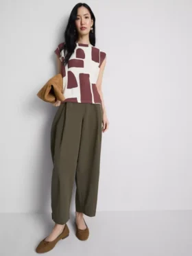 Bluse med korte ærmer og print