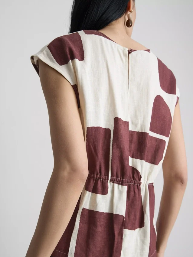 Bluse med korte ærmer og print