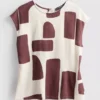 Bluse med korte ærmer og print