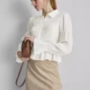 Bluse med rynket peplum-kant