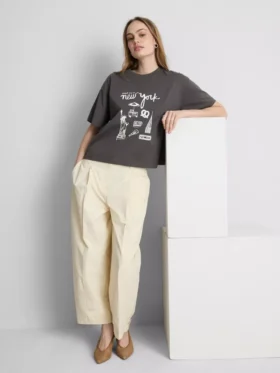 Boksformet bomulds-T-shirt med grafisk print