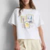 Boksformet bomulds-T-shirt med grafisk print