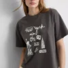 Boksformet bomulds-T-shirt med grafisk print
