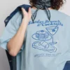 Boksformet bomulds-T-shirt med grafisk print