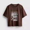 Boksformet bomulds-T-shirt med grafisk print