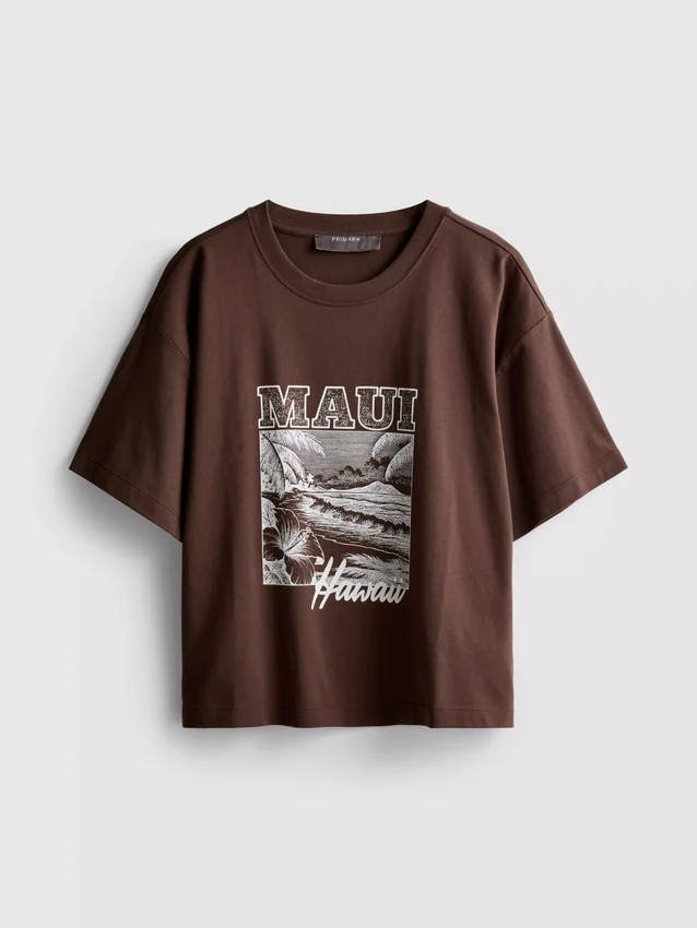Boksformet bomulds-T-shirt med grafisk print