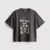 Boksformet bomulds-T-shirt med grafisk print