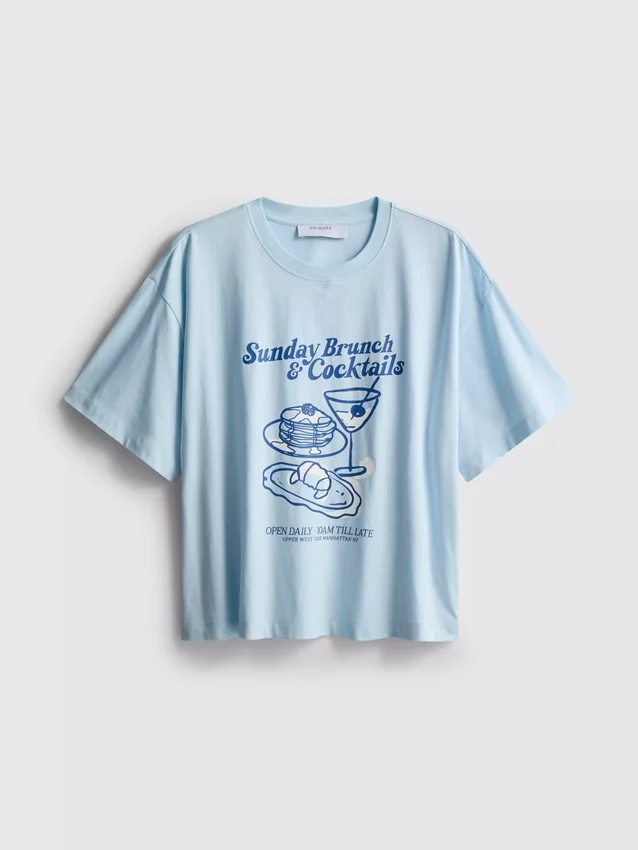 Boksformet bomulds-T-shirt med grafisk print