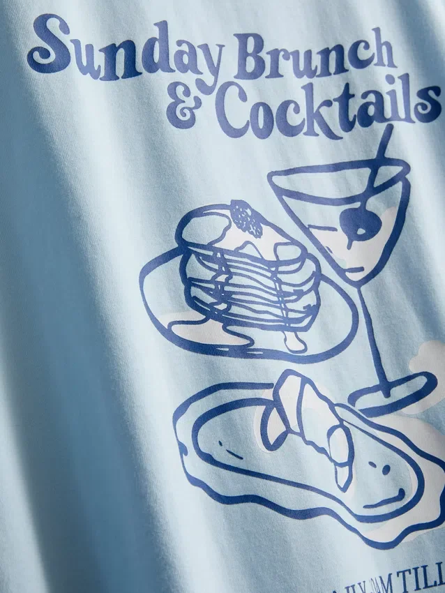 Boksformet bomulds-T-shirt med grafisk print
