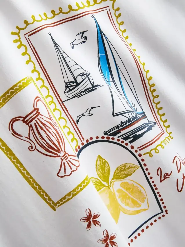 Boksformet bomulds-T-shirt med grafisk print