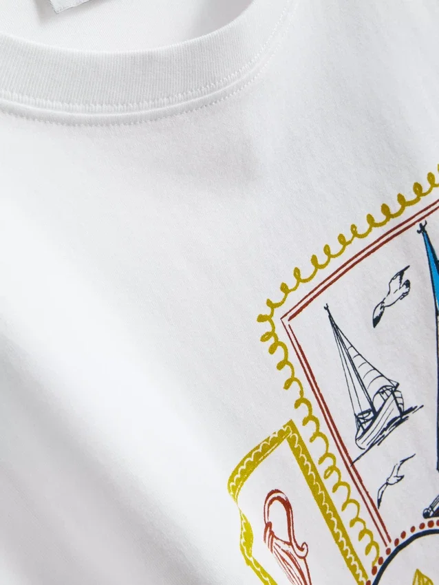 Boksformet bomulds-T-shirt med grafisk print