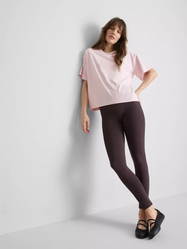 Boksformet bomuldst-shirt med rund hals