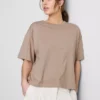 Boksformet bomuldst-shirt med rund hals