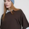 Boksformet bomuldst-shirt med rund hals