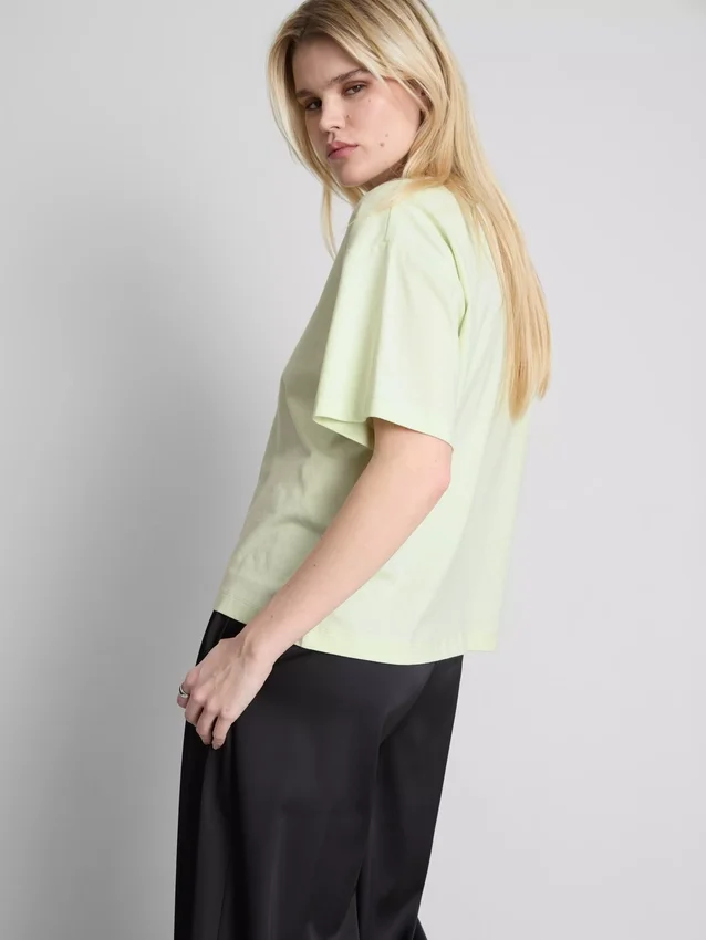 Boksformet bomuldst-shirt med rund hals