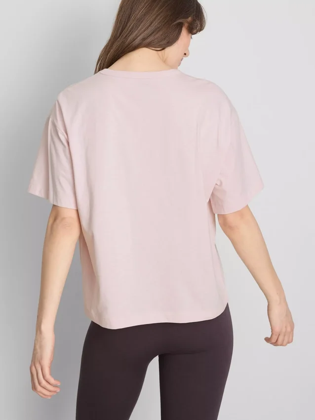 Boksformet bomuldst-shirt med rund hals
