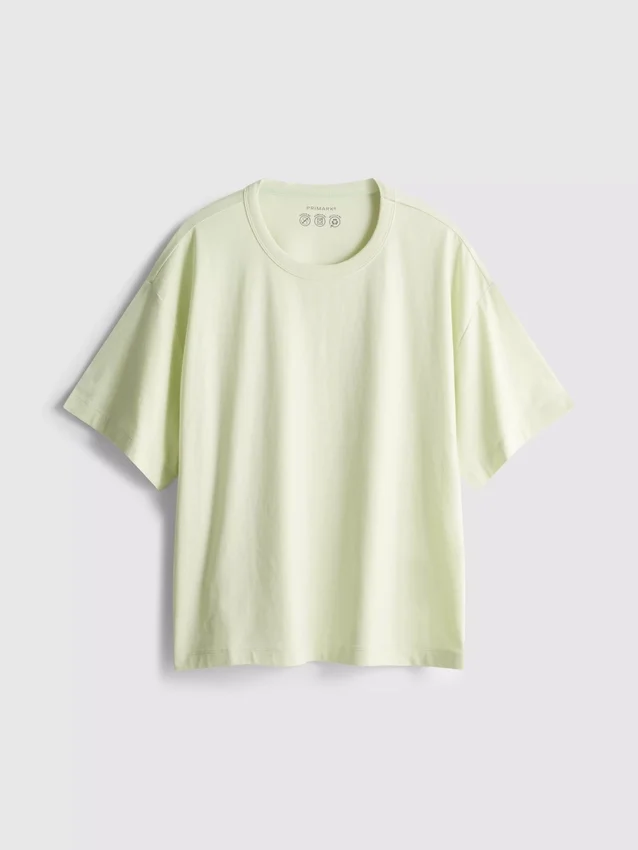 Boksformet bomuldst-shirt med rund hals