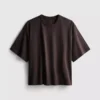 Boksformet bomuldst-shirt med rund hals
