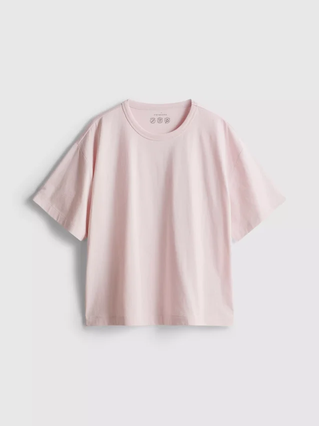 Boksformet bomuldst-shirt med rund hals